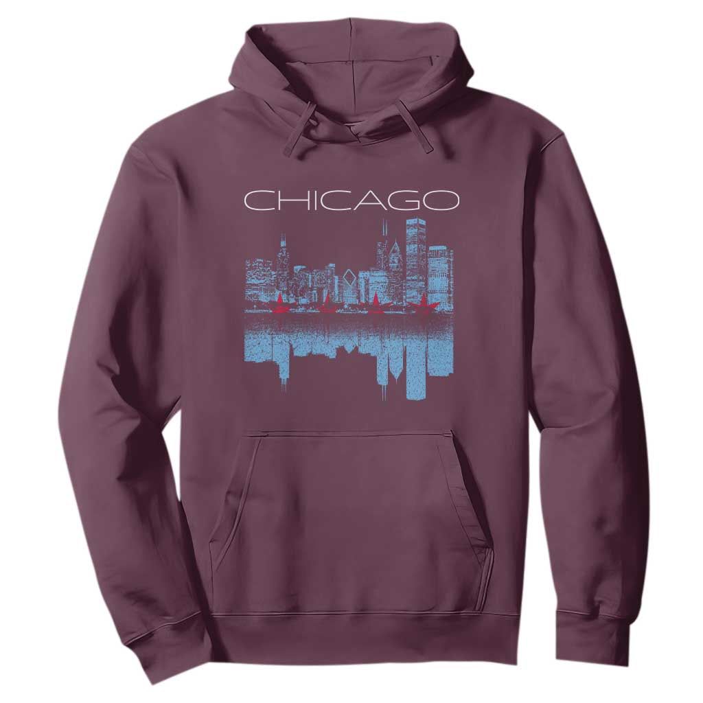 Chicago City Skyline Night Lights Hoodie TS14 Maroon Print Your Wear