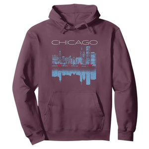 Chicago City Skyline Night Lights Hoodie TS14 Maroon Print Your Wear