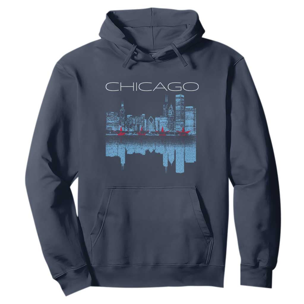 Chicago City Skyline Night Lights Hoodie TS14 Navy Print Your Wear