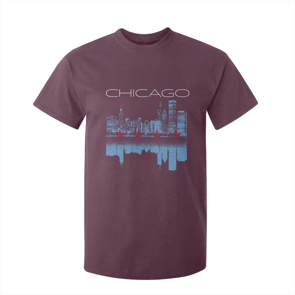 Chicago City Skyline Night Lights T Shirt For Kid TS14 Maroon Print Your Wear