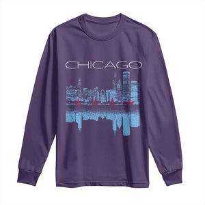 Chicago City Skyline Night Lights Long Sleeve Shirt TS14 Purple Print Your Wear