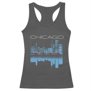 Chicago City Skyline Night Lights Racerback Tank Top TS14 Dark Heather Print Your Wear