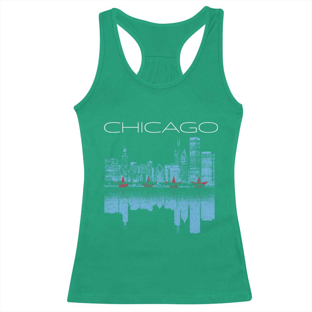 Chicago City Skyline Night Lights Racerback Tank Top TS14 Irish Green Print Your Wear
