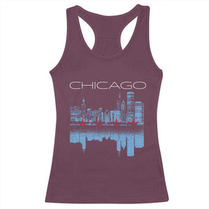 Chicago City Skyline Night Lights Racerback Tank Top TS14 Maroon Print Your Wear