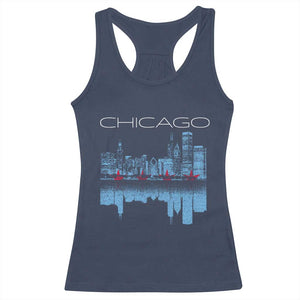 Chicago City Skyline Night Lights Racerback Tank Top TS14 Navy Print Your Wear