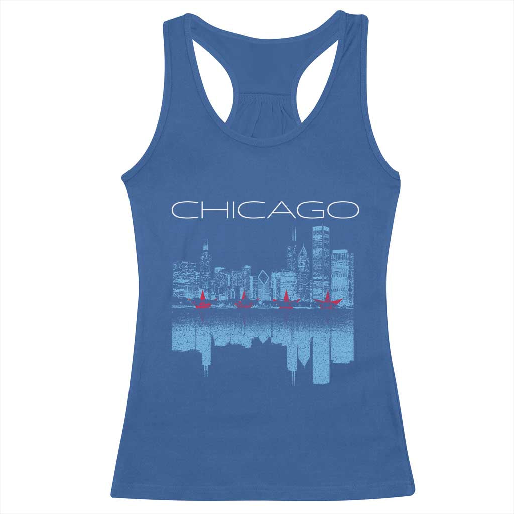 Chicago City Skyline Night Lights Racerback Tank Top TS14 Royal Blue Print Your Wear