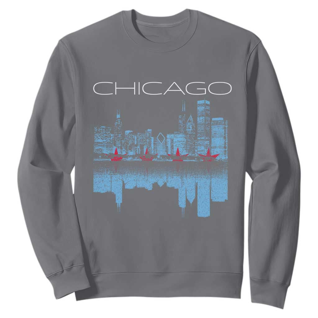 Chicago City Skyline Night Lights Sweatshirt TS14 Charcoal Print Your Wear