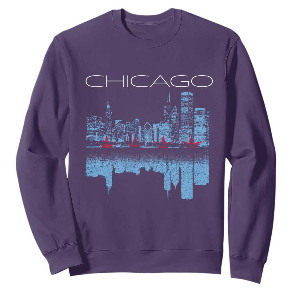 Chicago City Skyline Night Lights Sweatshirt TS14 Purple Print Your Wear