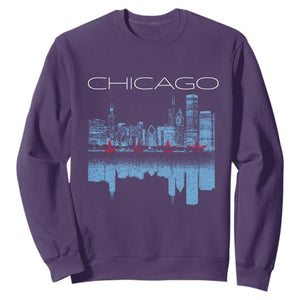 Chicago City Skyline Night Lights Sweatshirt TS14 Purple Print Your Wear