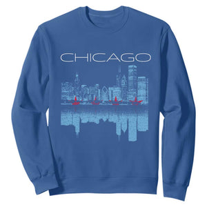 Chicago City Skyline Night Lights Sweatshirt TS14 Royal Blue Print Your Wear