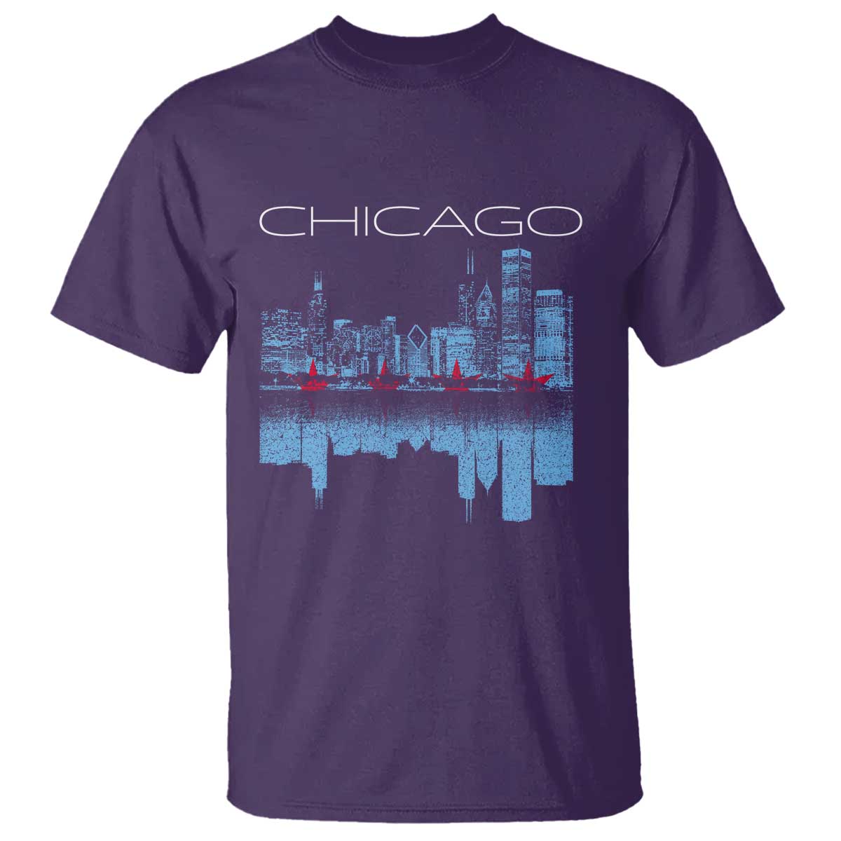 Chicago City Skyline Night Lights T Shirt TS14 Purple Print Your Wear