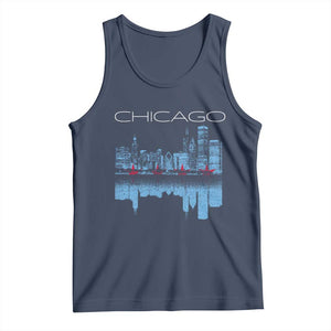 Chicago City Skyline Night Lights Tank Top TS14 Navy Print Your Wear