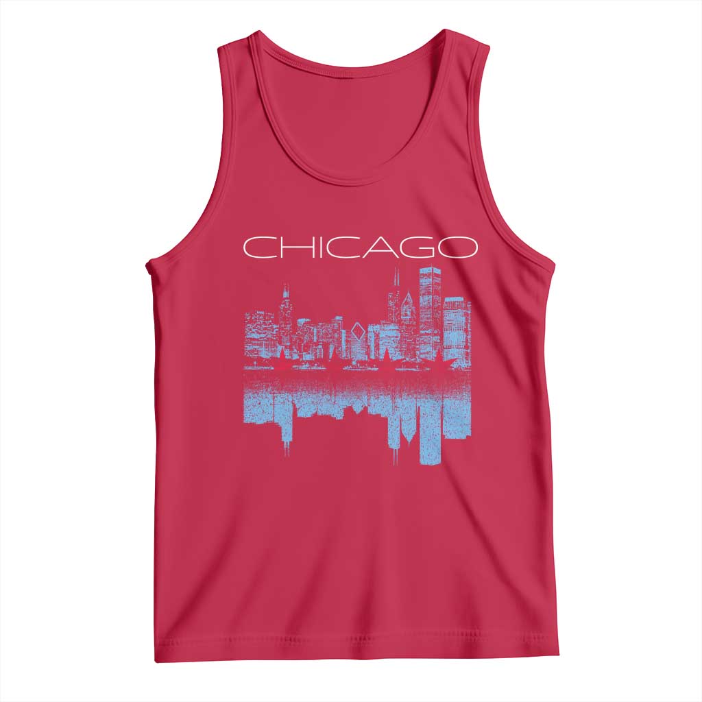 Chicago City Skyline Night Lights Tank Top TS14 Red Print Your Wear