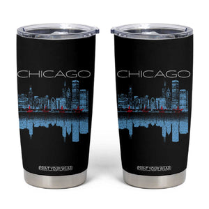 Chicago City Skyline Night Lights Tumbler Cup TS14 Black Print Your Wear