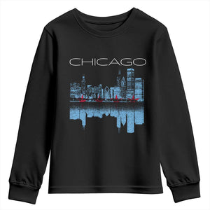 Chicago City Skyline Night Lights Youth Sweatshirt TS14 Black Print Your Wear