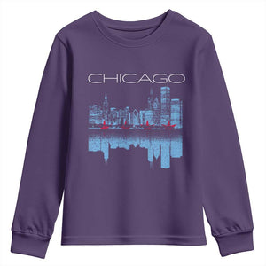 Chicago City Skyline Night Lights Youth Sweatshirt TS14 Purple Print Your Wear