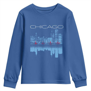 Chicago City Skyline Night Lights Youth Sweatshirt TS14 Royal Blue Print Your Wear