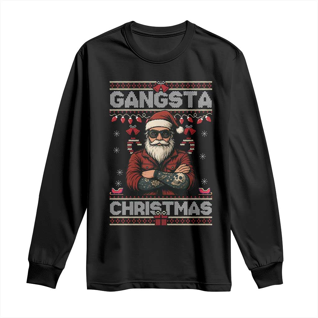 Gangster Santa Claus Hip Hop Rap Christmas Cool Long Sleeve Shirt TS14 Black Print Your Wear