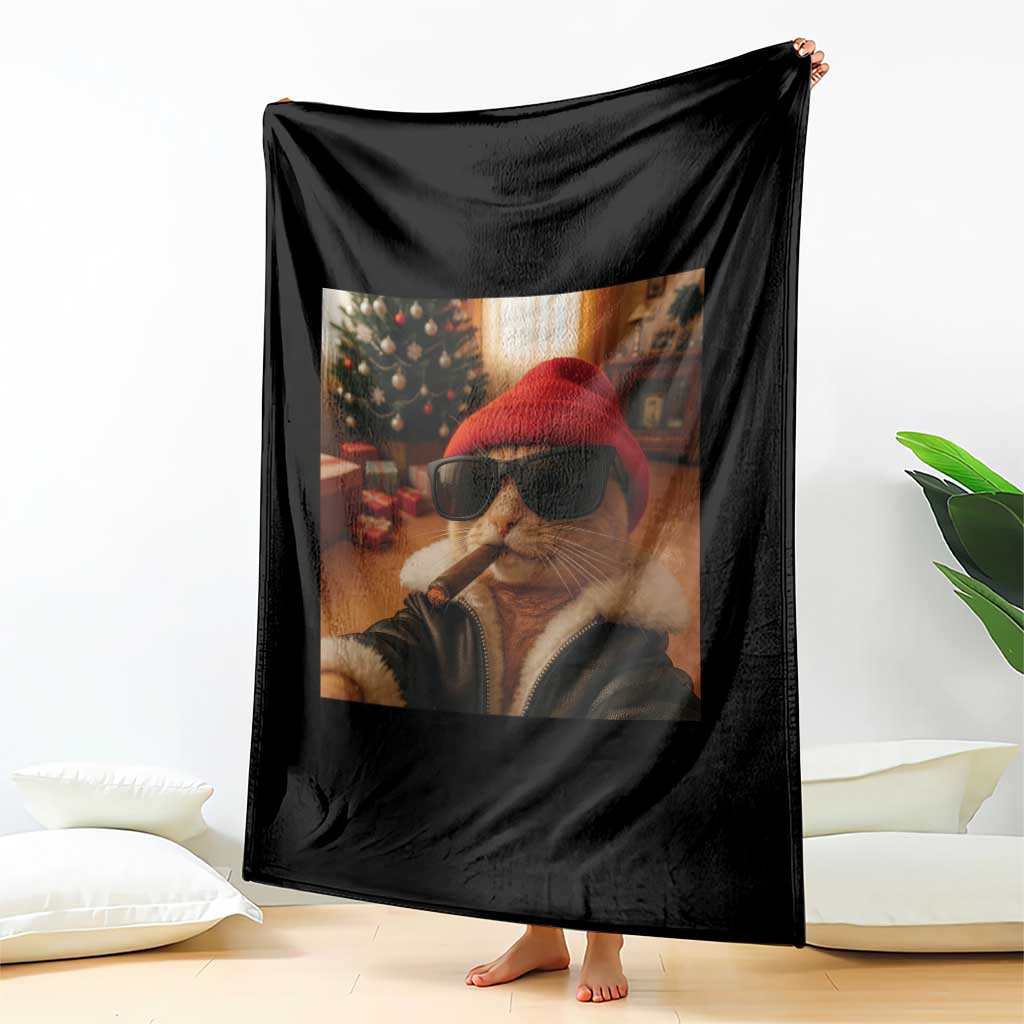Funny Gangster Cats Christmas Throw Blanket Smoking Kitten Meme TS14 Print Your Wear