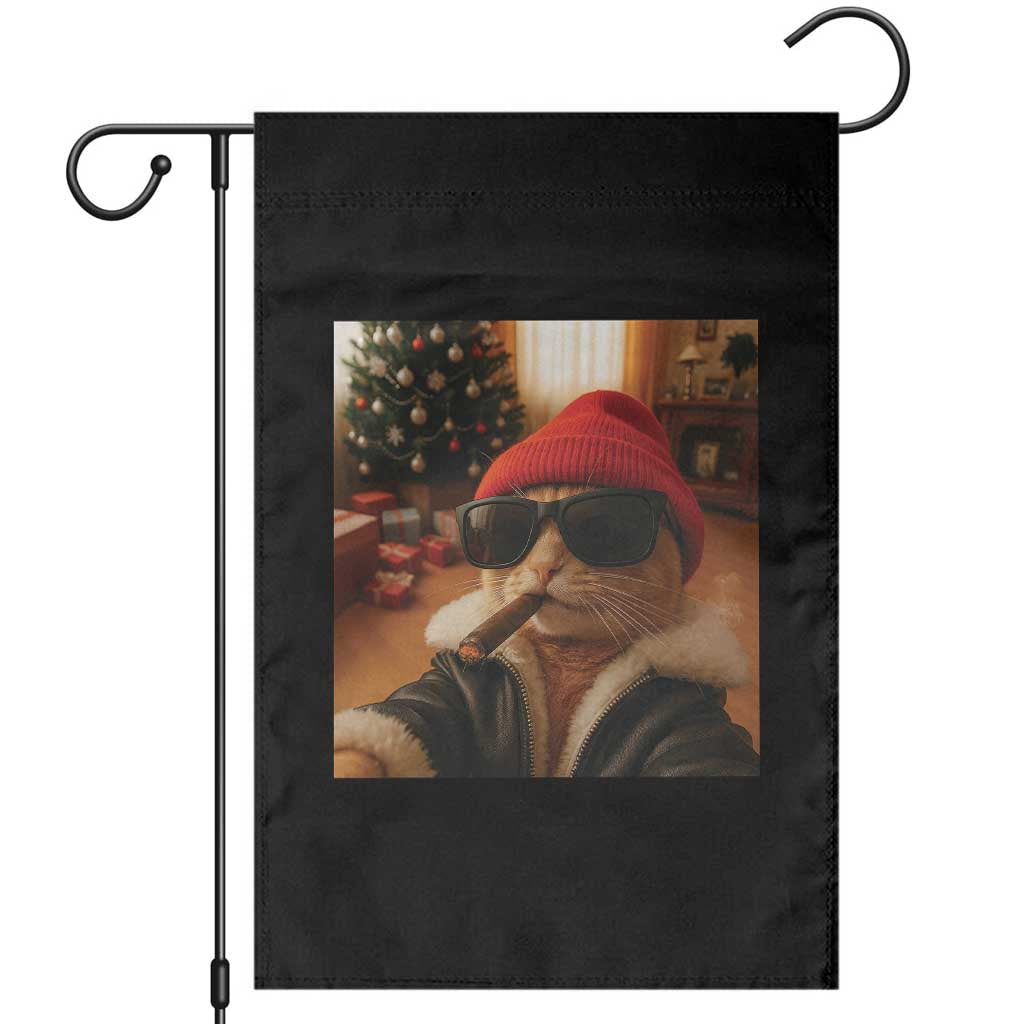 Funny Gangster Cats Christmas Garden Flag Smoking Kitten Meme TS14 Black Print Your Wear