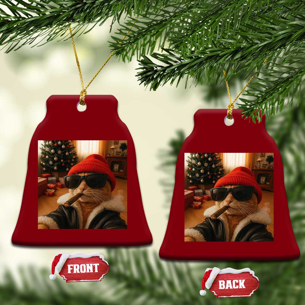 Funny Gangster Cats Xmas Ceramic Ornament Smoking Kitten Meme TS14 Print Your Wear