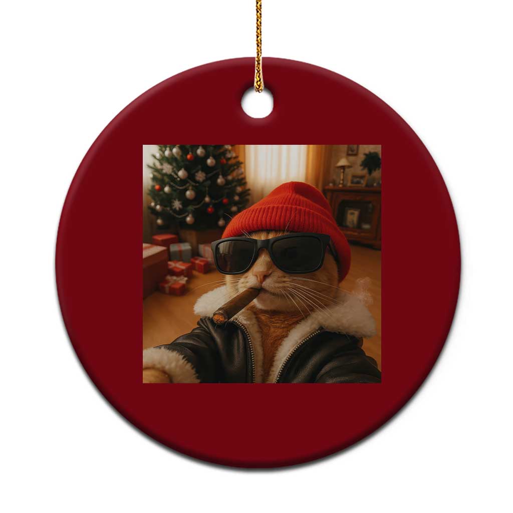 Funny Gangster Cats Xmas Ceramic Ornament Smoking Kitten Meme TS14 1pc Red Print Your Wear