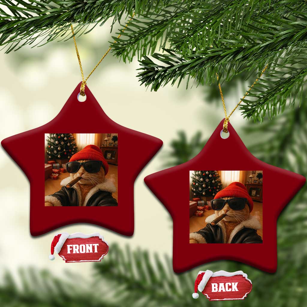 Funny Gangster Cats Xmas Ceramic Ornament Smoking Kitten Meme TS14 Print Your Wear