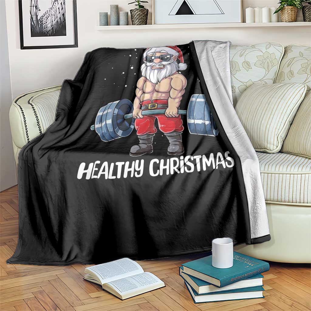 Funny Santa Gym Xmas Throw Blanket Healthy Christmas TS14 Print Your Wear
