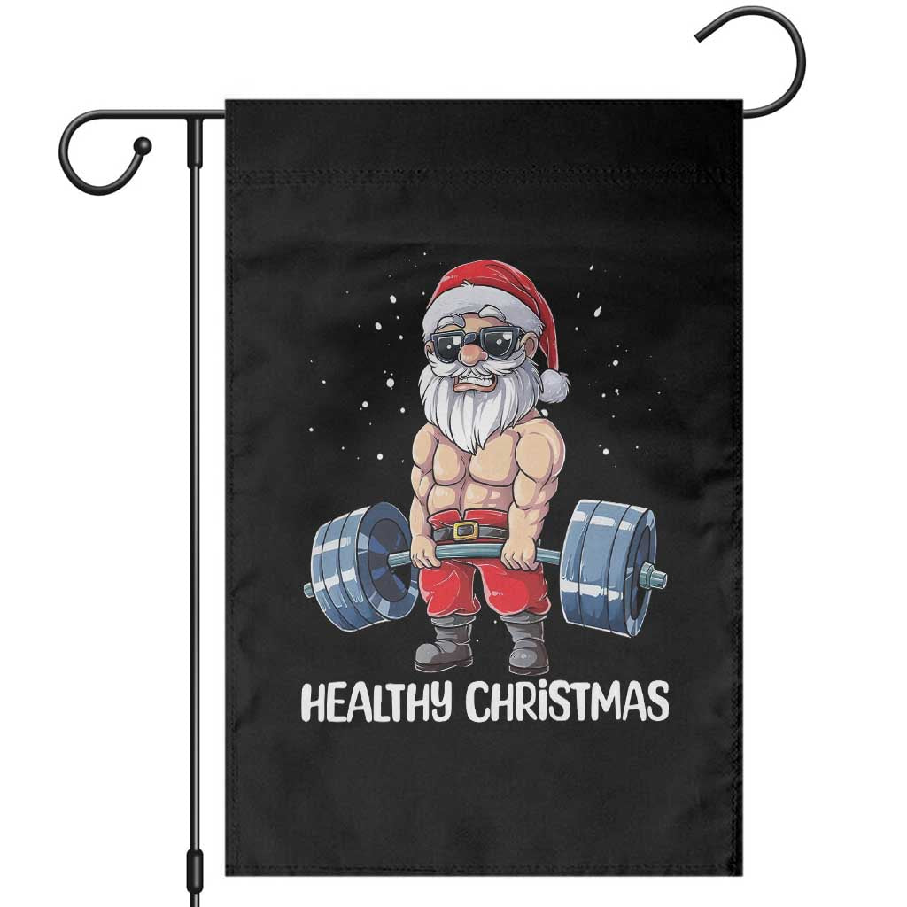 Funny Santa Gym Xmas Garden Flag Healthy Christmas TS14 Black Print Your Wear