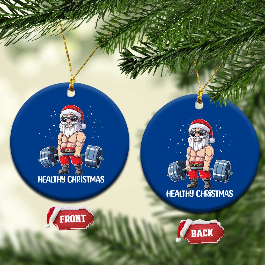 Funny Santa Gym Xmas Ceramic Ornament Healthy Xmas TS14 1pc Blue Print Your Wear