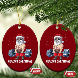 Funny Santa Gym Xmas Ceramic Ornament Healthy Xmas TS14 Print Your Wear