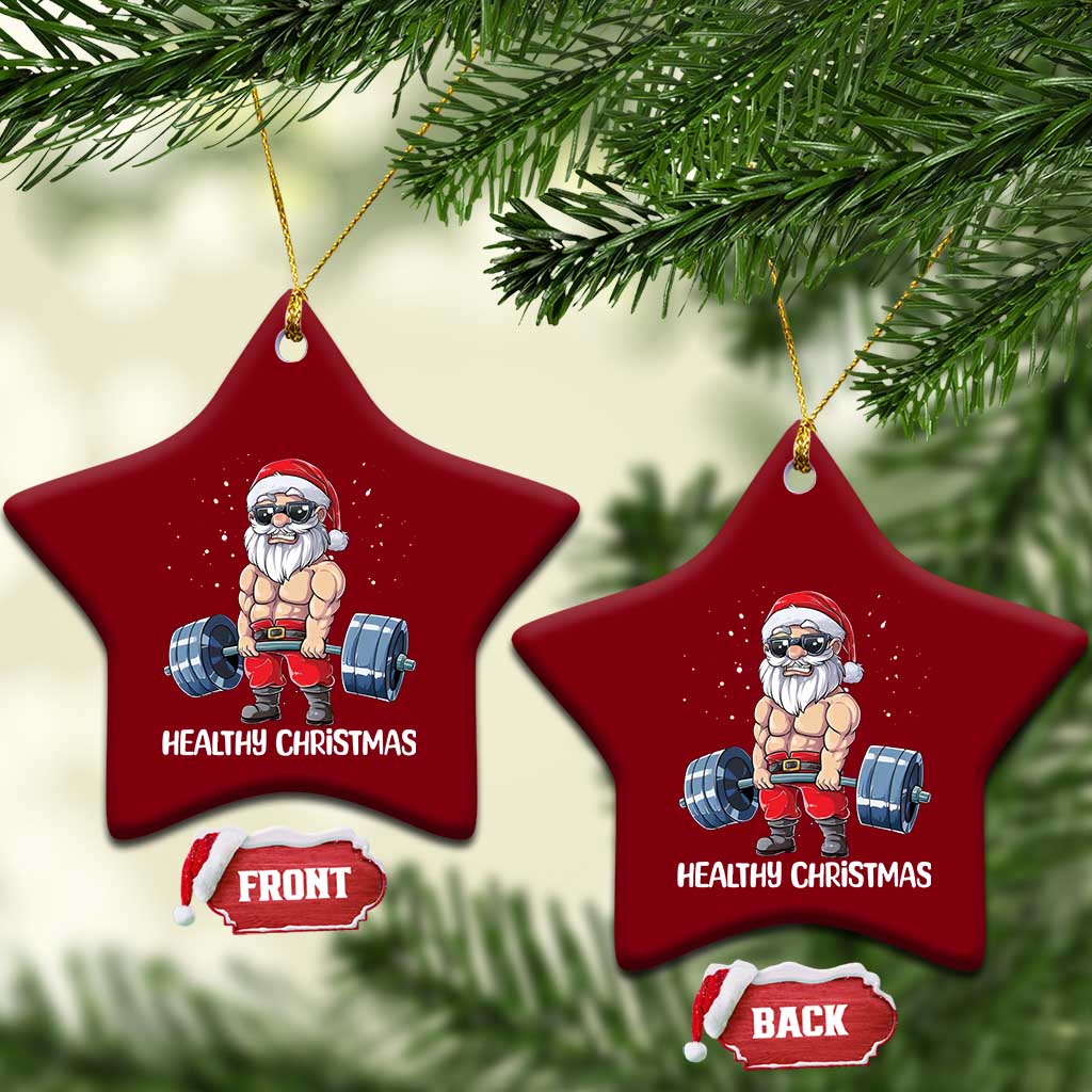 Funny Santa Gym Xmas Ceramic Ornament Healthy Xmas TS14 Print Your Wear