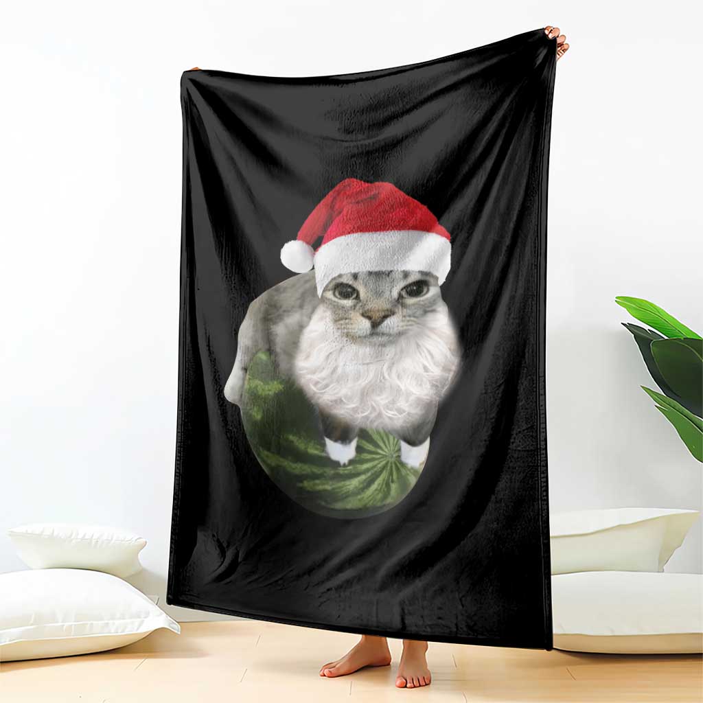 Watermelon Cat Christmas Throw Blanket Funny Silly Kitten Meme TS14 Print Your Wear
