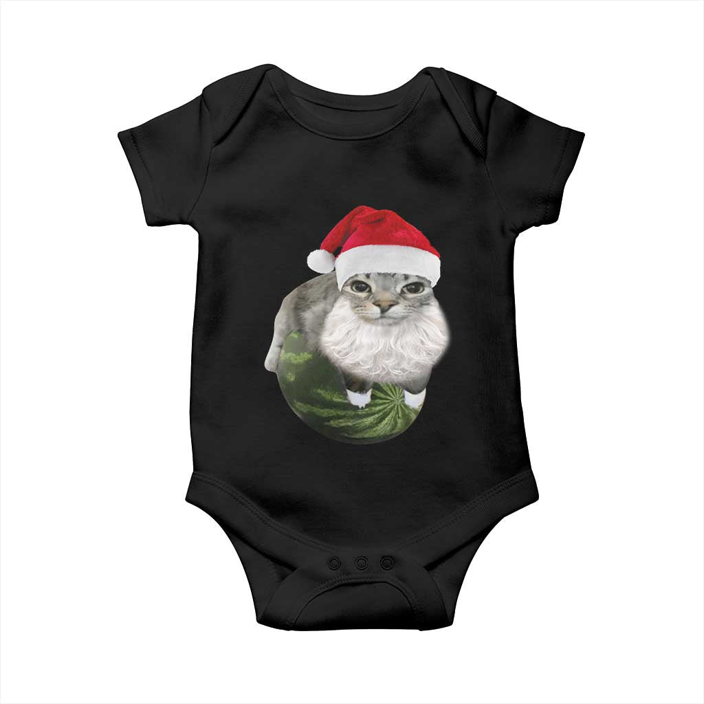 Watermelon Cat Christmas Baby Onesie Funny Silly Kitten Meme TS14 Black Print Your Wear