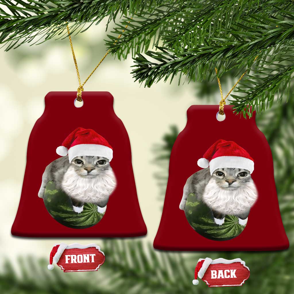 Watermelon Cat Xmas Ceramic Ornament Funny Silly Kitten Meme TS14 Print Your Wear