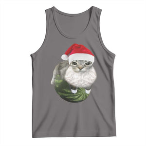 Watermelon Cat Christmas Tank Top Funny Silly Kitten Meme TS14 Deep Heather Print Your Wear