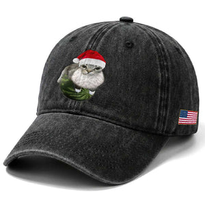 Watermelon Cat Christmas Washed Cotton Baseball Cap Funny Silly Kitten Meme TS14 Print Your Wear