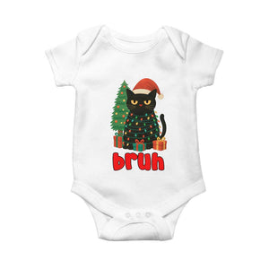Funny Cat Bruh Christmas Baby Onesie Silly Meme Kitty Xmas TS14 White Print Your Wear