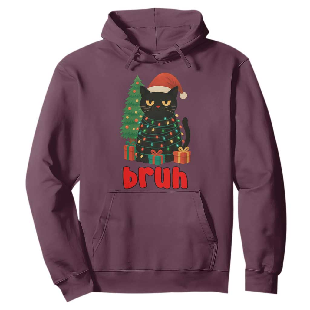 Funny Cat Bruh Christmas Hoodie Silly Meme Kitty Xmas TS14 Maroon Print Your Wear