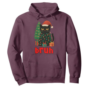 Funny Cat Bruh Christmas Hoodie Silly Meme Kitty Xmas TS14 Maroon Print Your Wear