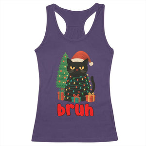Funny Cat Bruh Christmas Racerback Tank Top Silly Meme Kitty Xmas TS14 Purple Print Your Wear