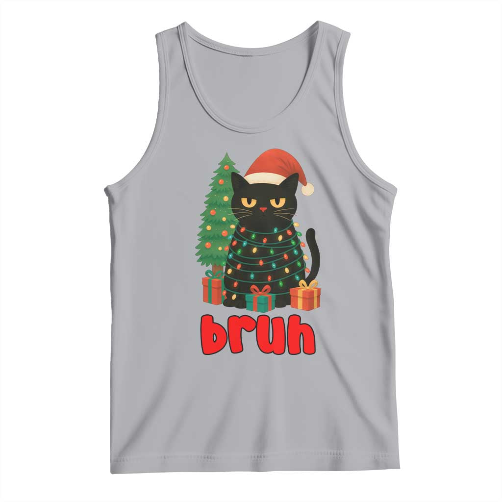 Funny Cat Bruh Christmas Tank Top Silly Meme Kitty Xmas TS14 Athletic Heather Print Your Wear