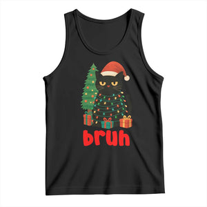 Funny Cat Bruh Christmas Tank Top Silly Meme Kitty Xmas TS14 Black Print Your Wear