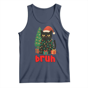 Funny Cat Bruh Christmas Tank Top Silly Meme Kitty Xmas TS14 Navy Print Your Wear