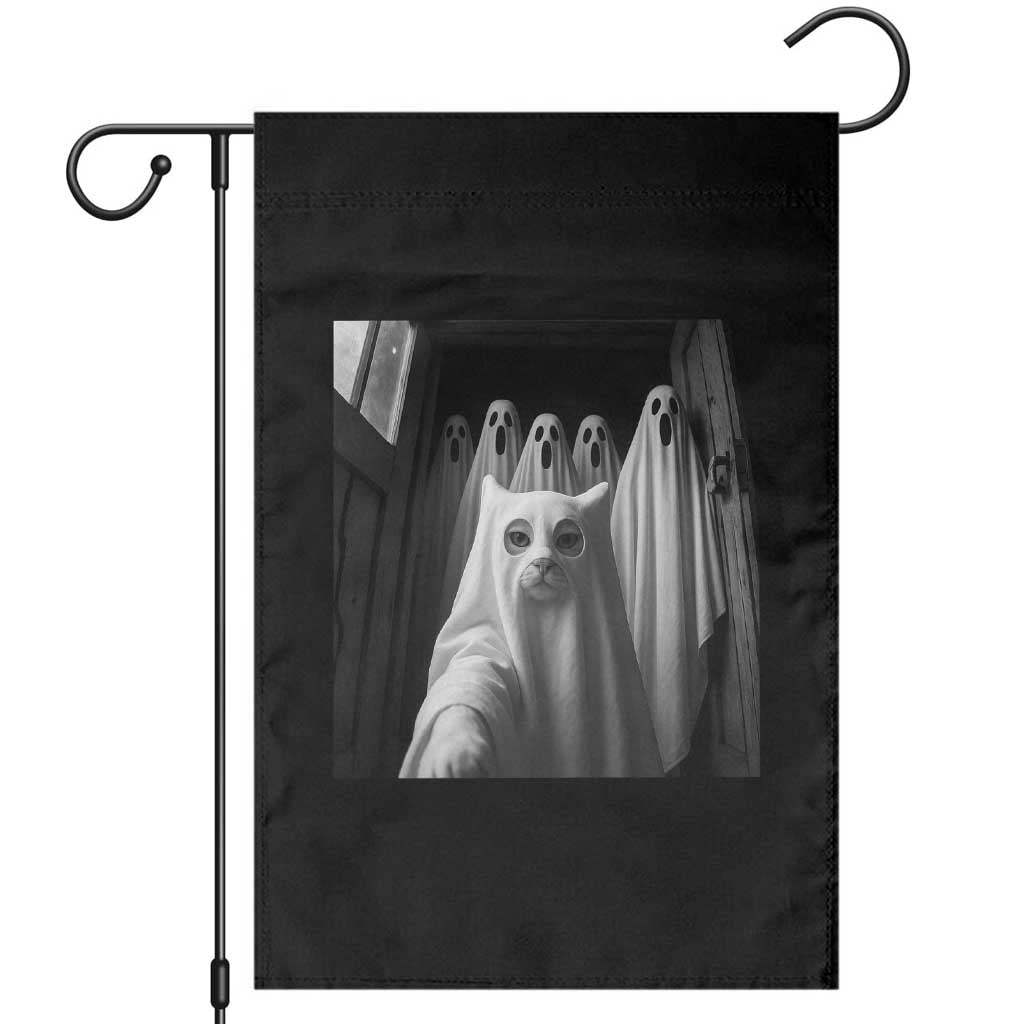 Funny Ghost Cat Halloween Meme Garden Flag TS14 Black Print Your Wear