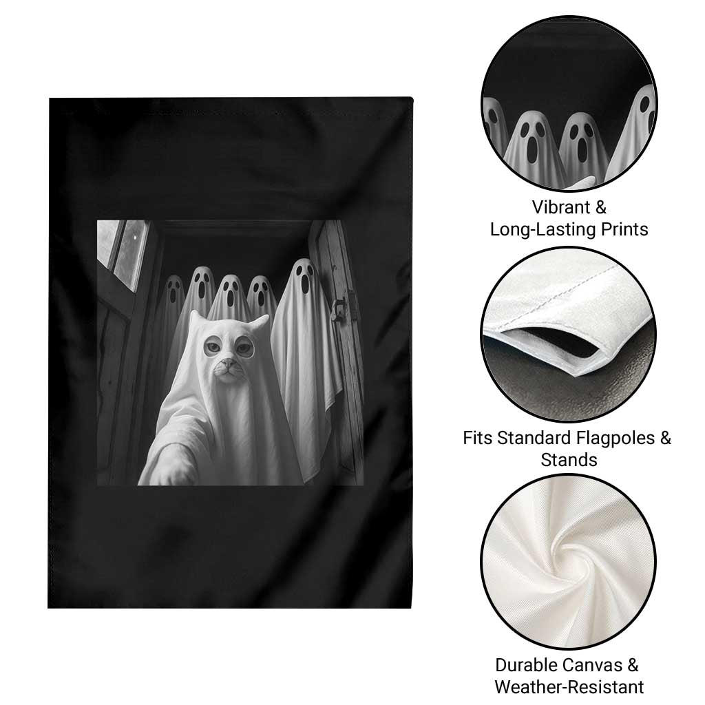 Funny Ghost Cat Halloween Meme Garden Flag TS14 Print Your Wear