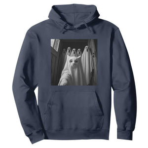 Funny Ghost Cat Halloween Meme Hoodie TS14 Navy Print Your Wear