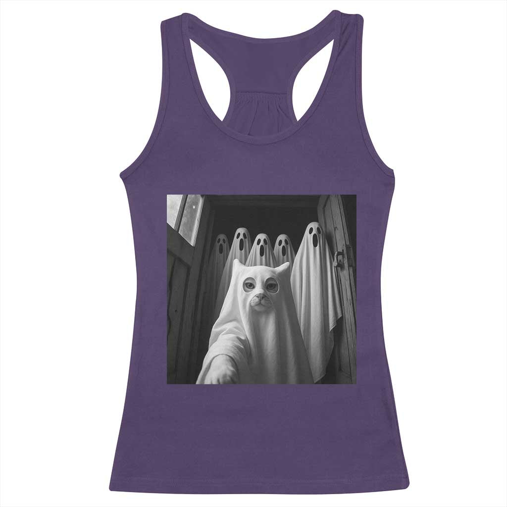 Funny Ghost Cat Halloween Meme Racerback Tank Top TS14 Purple Print Your Wear