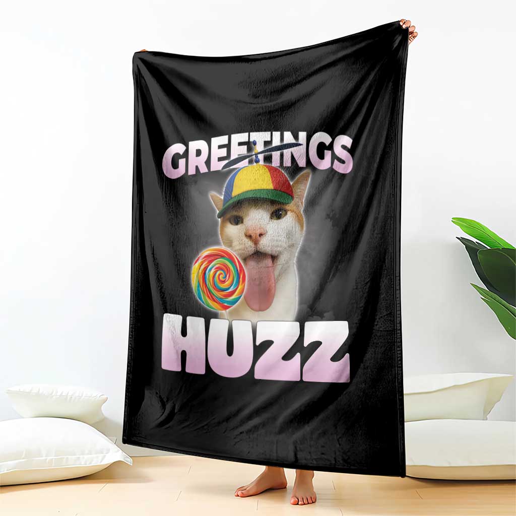 Funny Cat Meme Throw Blanket Greetings Huzz TS14 Print Your Wear