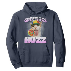 Funny Cat Meme Hoodie Greetings Huzz TS14 Navy Print Your Wear